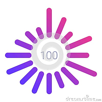 Circular loading bar showing 100 percent completion Vector Illustration