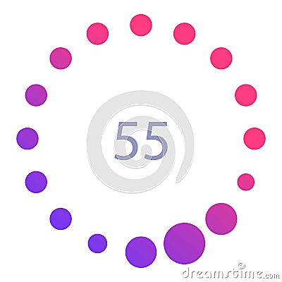 Circular loading bar showing fifty five percent complete Vector Illustration