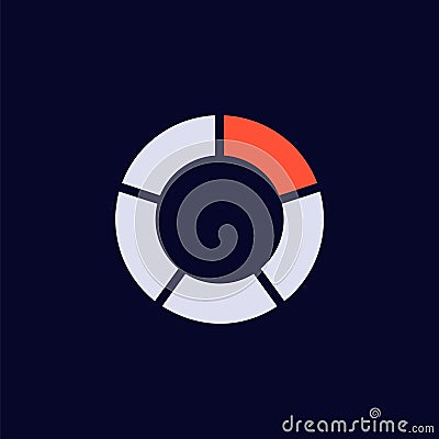 Circular loading icon with red segment indicating progress in minimalist design style Vector Illustration