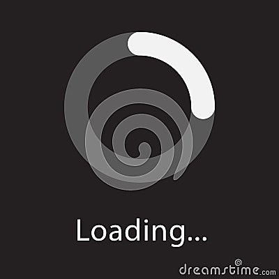Circular loading sign, isolated on black background, vector illustration. Cartoon Illustration