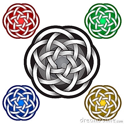 Circular logo template in Celtic knots style. Tribal tattoo symbol. Silver ornament for jewelry design Vector Illustration