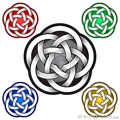 Circular logo template in Celtic knots style. Tribal tattoo symbol. Silver ornament for jewelry design Vector Illustration