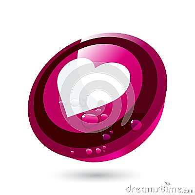 Circular love heart button Vector Illustration