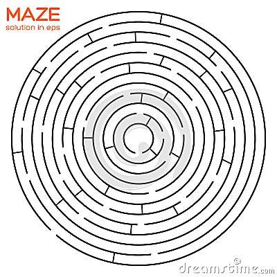 Circular maze with solution in eps Vector Illustration