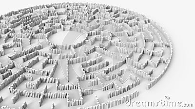 Circular maze structure made of thousands of cylindrical columns Stock Photo