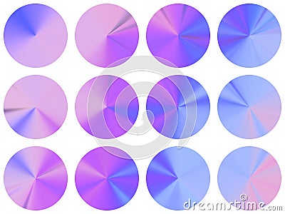 Circular metallic gradient ui button elements Vector Illustration