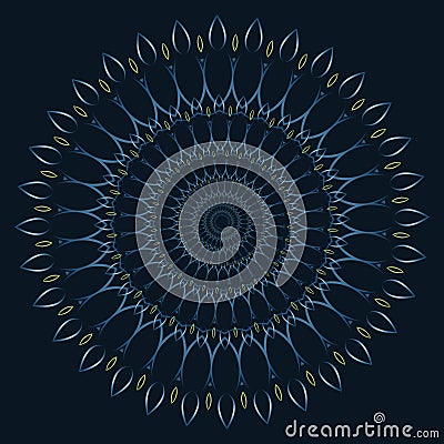 Circular ornament - mandala - heart pattern - blue and green Stock Photo