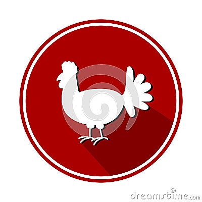 Circular panel with red free-range chicken on white background - vector Stock Photo