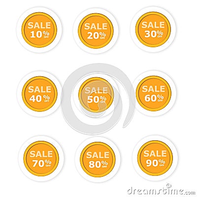 Circular paper labels orange discount Vector Illustration