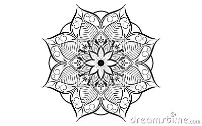Circular pattern flower of mandala with black and white,Vector mandala floral patterns with white background,Hand drawn pattern Vector Illustration