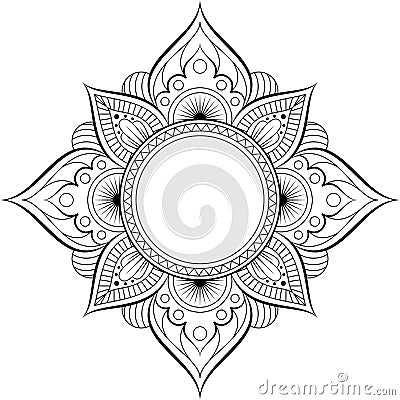 Circular pattern in form of mandala for Henna, Mehndi, tattoo, decoration. Decorative ornament in ethnic oriental style Vector Illustration