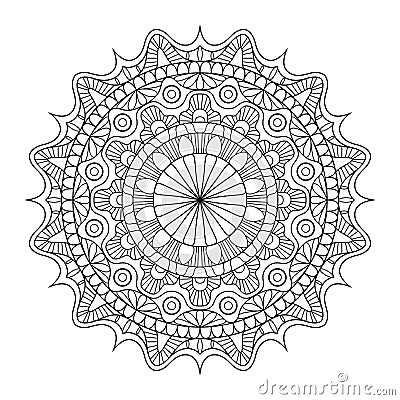 Circular pattern in form of mandala for Henna, Mehndi, tattoo, decoration. Decorative ornament in ethnic oriental style Vector Illustration