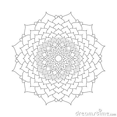 Circular pattern mandala lotus flower black and white - floral background Vector Illustration