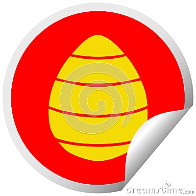 circular peeling sticker quirky cartoon easter egg Vector Illustration