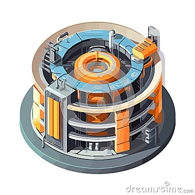 circular plant factory industrial Vector Illustration