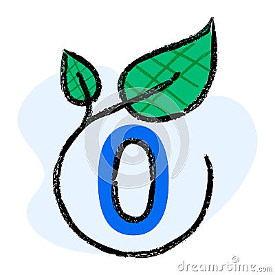 Circular Plant with Zero Symbol Icon. An icon of a circular plant with a zero symbol in it to represent sustainability, eco Vector Illustration