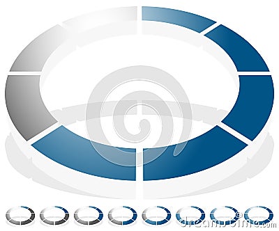 Circular preloader, progress indicator icon w/ 8 steps. Buffer s Vector Illustration