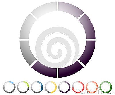 Circular preloader, progress indicator icon w/ 8 steps. Buffer s Vector Illustration
