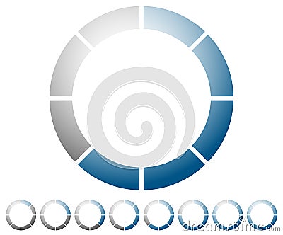 Circular preloader, progress indicator icon w/ 8 steps. Buffer s Vector Illustration
