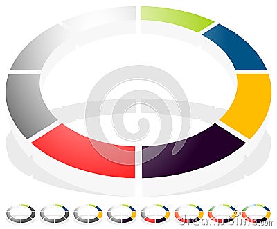 Circular preloader, progress indicator icon w/ 8 steps. Buffer s Vector Illustration
