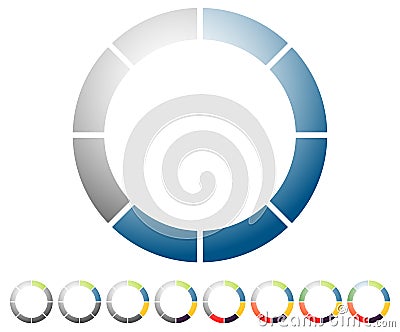 Circular preloader, progress indicator icon w/ 8 steps. Buffer s Vector Illustration