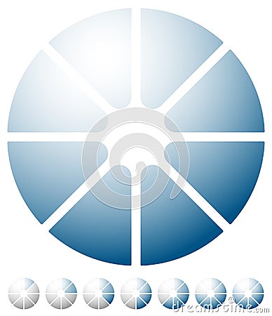 Circular preloader, progress indicator icon w/ 8 steps. Buffer s Vector Illustration