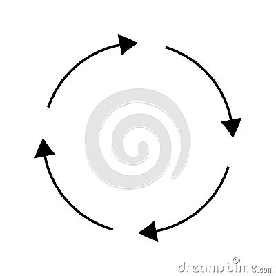 Circular process flow. Rotating arrows symbol. Curved motion icon. Minimal vector graphic. Vector Illustration