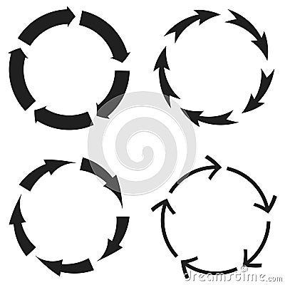 Circular process flow. Rotating arrows symbol. Curved motion icon. Minimal vector graphic. Vector Illustration