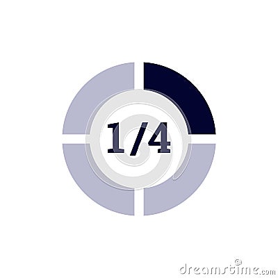 Circular progress bar icon with fractional text for loading or completion indicator Vector Illustration