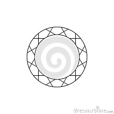 Circular, radial abstract geometric motiff. Black and white radial abstract shape Stock Photo