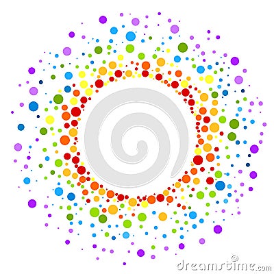 Circular rainbow spots round frame border Stock Photo