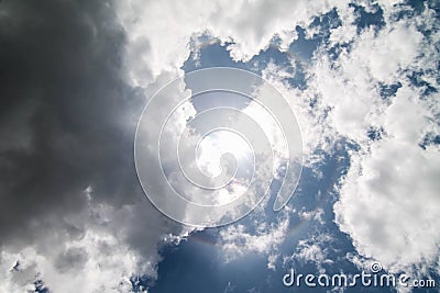 Circular Rainbow Sun with clouds Stock Photo