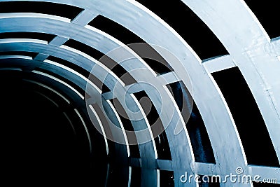 Circular ramp in parking garage dark concept Stock Photo