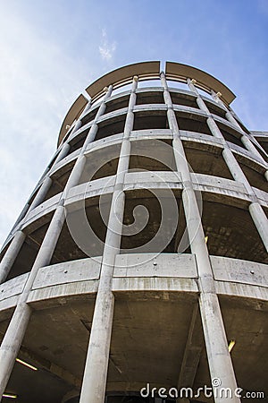 Circular ramp in a parking garage Stock Photo