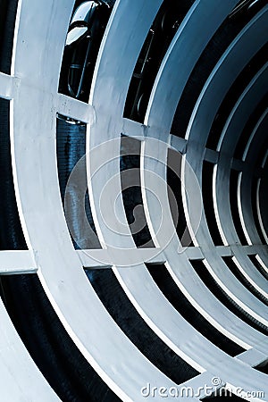 Circular ramp in parking garage vertical form Stock Photo