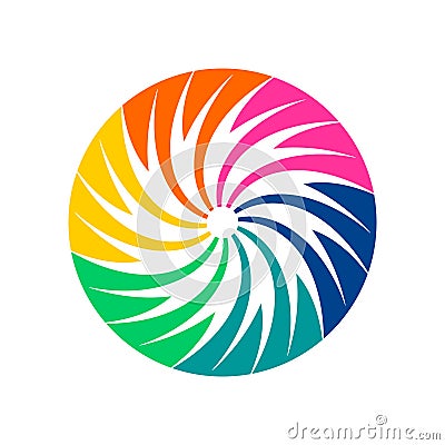 Circular Rotating Multicolour Design Element. Abstract Circle Icon Vector Illustration