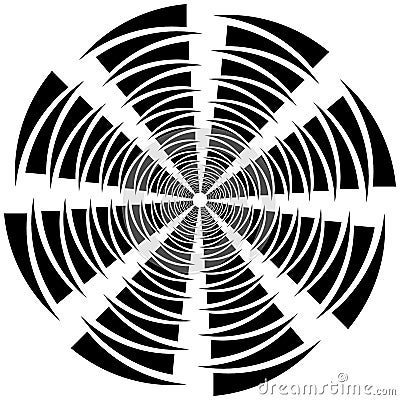 Circular, rotating spiral, vortex element, motif. Abstract geome Vector Illustration