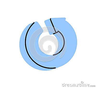 Circular round arrow, loop. Rotating movement. Refresh, reload, restart and reset action with curved cycle symbol. UI command Vector Illustration