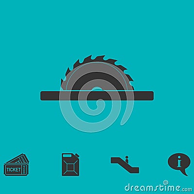 Circular saw blades icon flat Vector Illustration