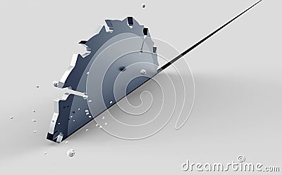 Circular saw cutting through withe board Cartoon Illustration