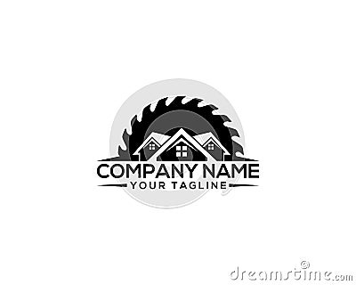 Circular Saw Disc and Home Repair Logo Template. Vector Illustration