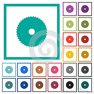 Circular saw flat color icons with quadrant frames Stock Photo