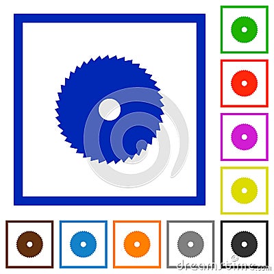 Circular saw flat framed icons Stock Photo