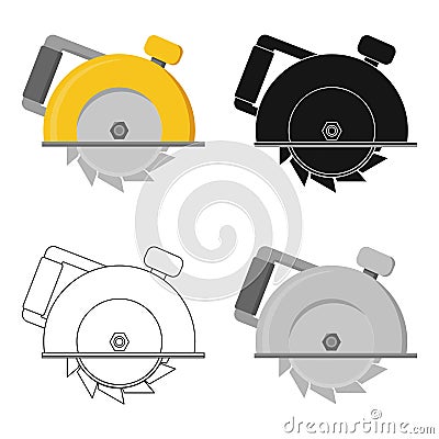 Circular saw icon in cartoon style isolated on white background. Build and repair symbol stock vector illustration. Vector Illustration