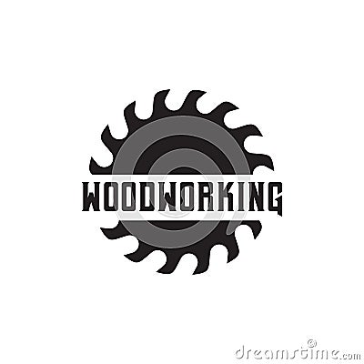 Circular saw logo design for woodworking company Vector Illustration