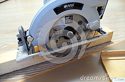 Circular saw for sawing wood. Sharp saw for woodwork Editorial Stock Photo