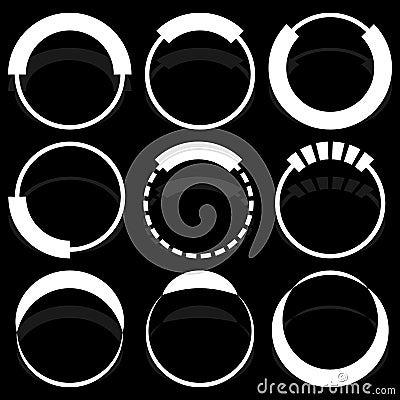 9 circular segmented circle preloader user interface - UI elemen Vector Illustration