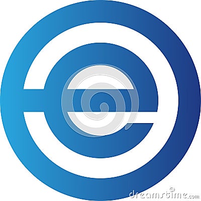 Abstract Letter e Logo. Blue color Circular Shape Logo Vector Illustration