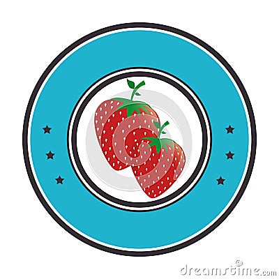 Circular shape with set strawberries fruit Vector Illustration
