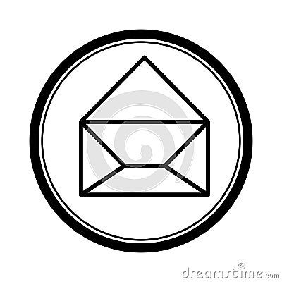 circular shape with silhouette paper envelope opened icon Cartoon Illustration